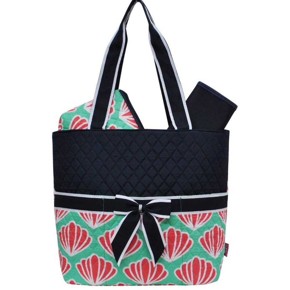 Scallop Island Seashell print 3pc set Diaper Bag
